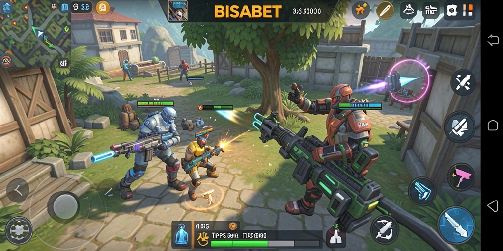 Tampilan gameplay seru dengan karakter aksi dalam BISABET.