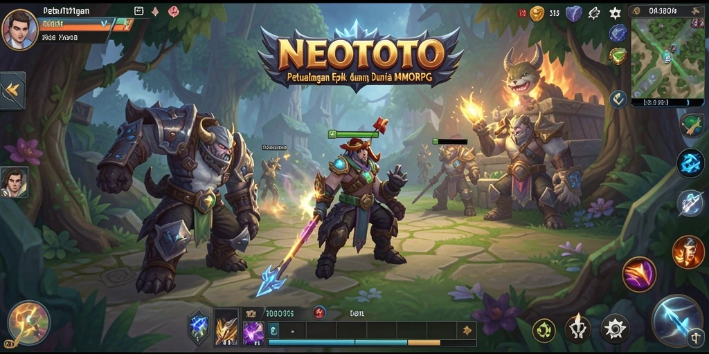 Tampilan gameplay menakjubkan dari NEOTOTO dalam dunia MMORPG.